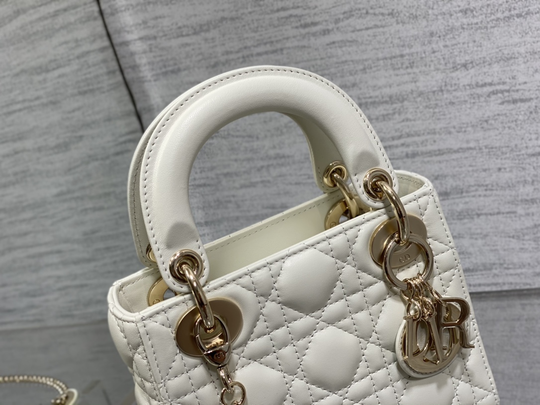 Mini Lady Dior Bag Latte Cannage Lambskin